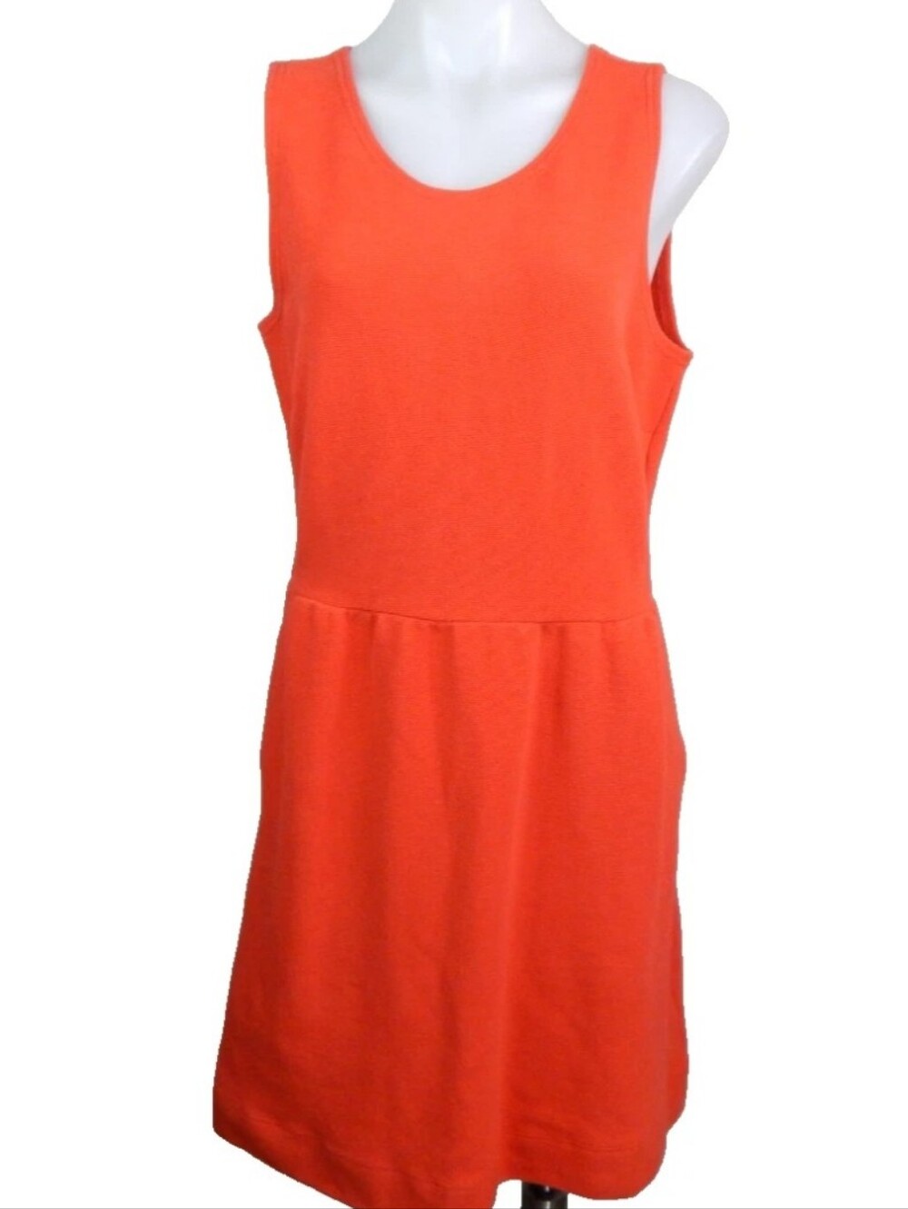 Garnet Hill Coral Ribbed Fit Flare Dress